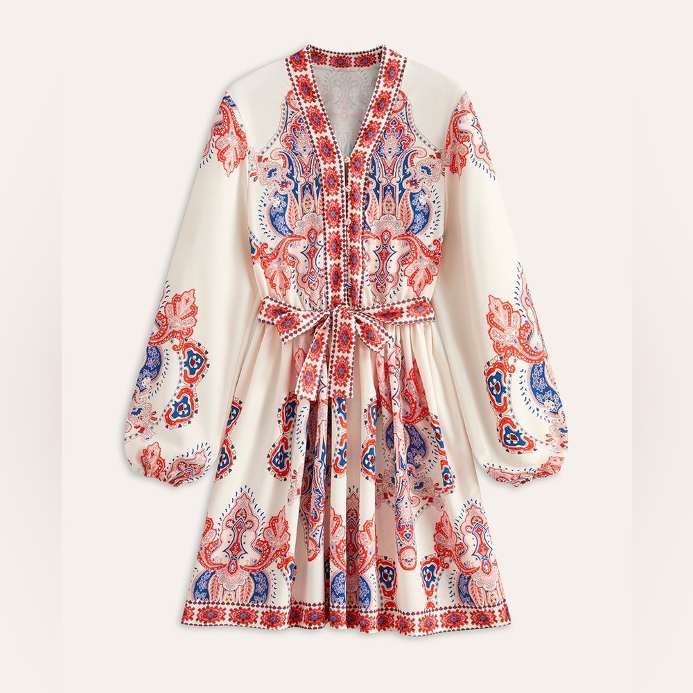 Commense Red and Blue Patterned Dress